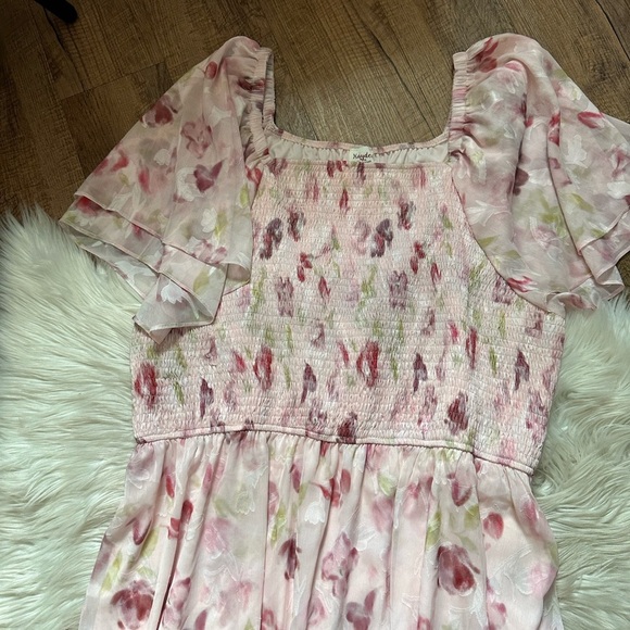 BALTIC BORN Flora Midi Dress In Blush Print - Picture 3 of 4